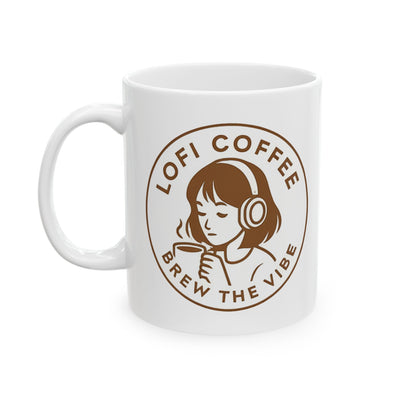 Coffee Mug — 'Lo-Fi Brew' Brown Retro Coffee Logo Mug (11oz, 15oz)