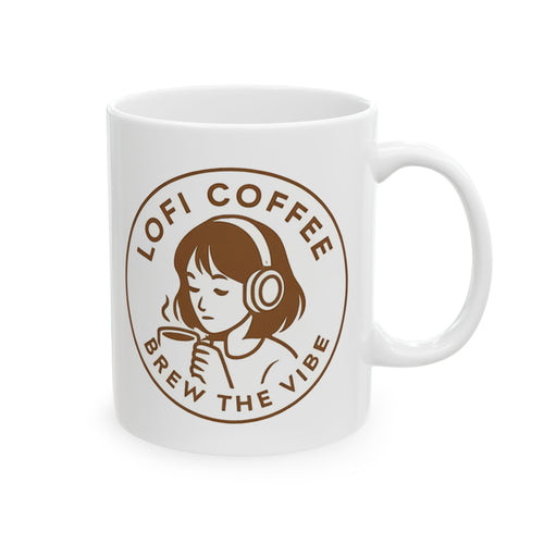 Coffee Mug — 'Lo-Fi Brew' Brown Retro Coffee Logo Mug (11oz, 15oz)